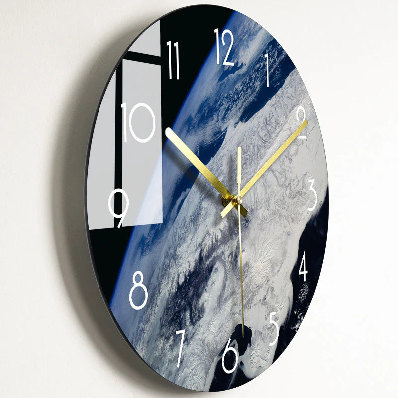 Modern Silent Quartz Wall Clock – Glass Style Living Room Decor (Battery Powered)