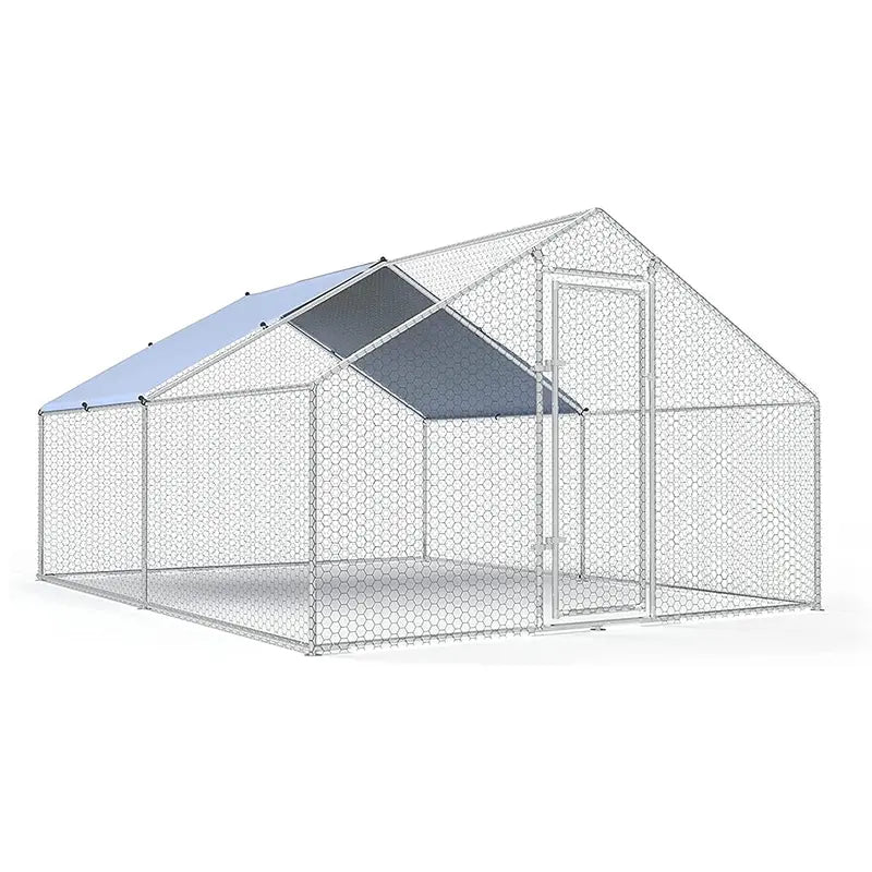 Walk-In Heavy-Duty Metal Chicken Coop for Backyard Poultry Housing