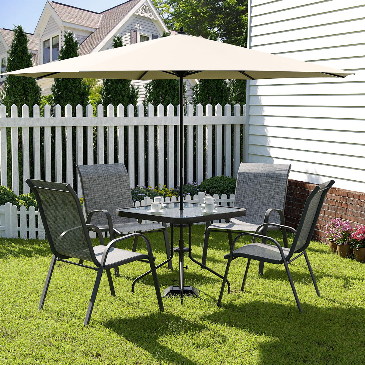 Amopatio Outdoor Dining Set of 5. Patio Table and Chairs Set