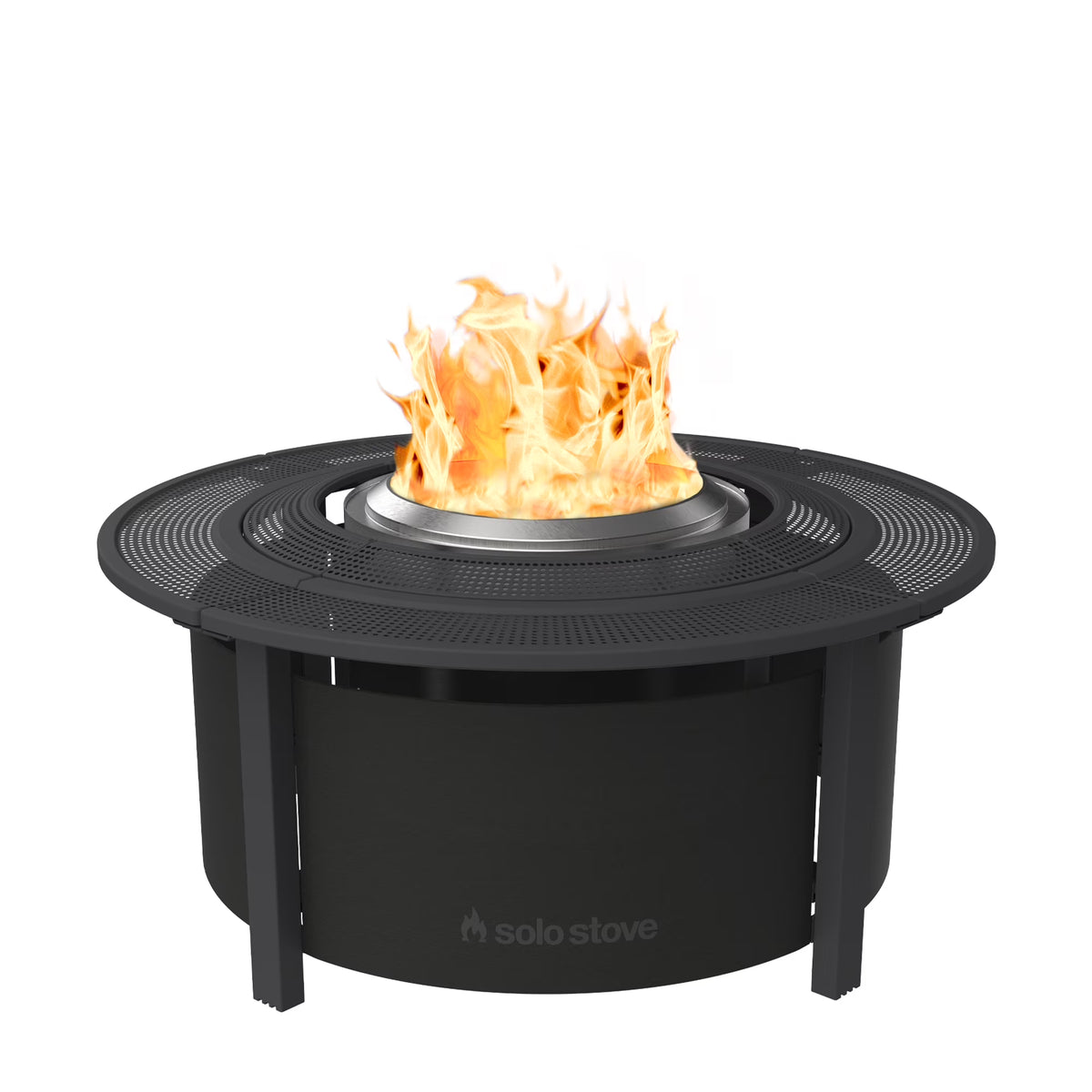Solo Stove Fire Pit Surround Tabletop, Small | Elevation for Ranger and Bonfire Wood Burning Outdoor Fire Pit, Powder - Coated Steel/ UV - Resistant Outdoor Fabric, Dimensions (Hxdia): 20 x 42 in, Black