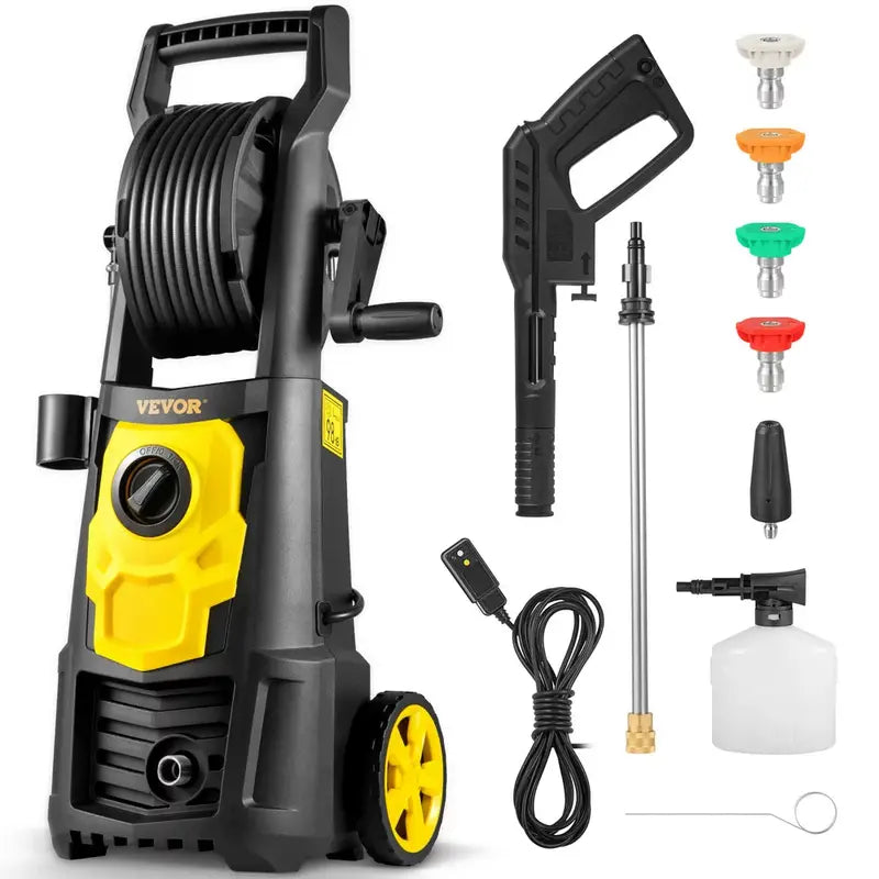 VEVOR Electric Pressure Washer, 2000 PSI, Max. 1.76 GPM Power Washer W/ 30 Ft Hose   Reel