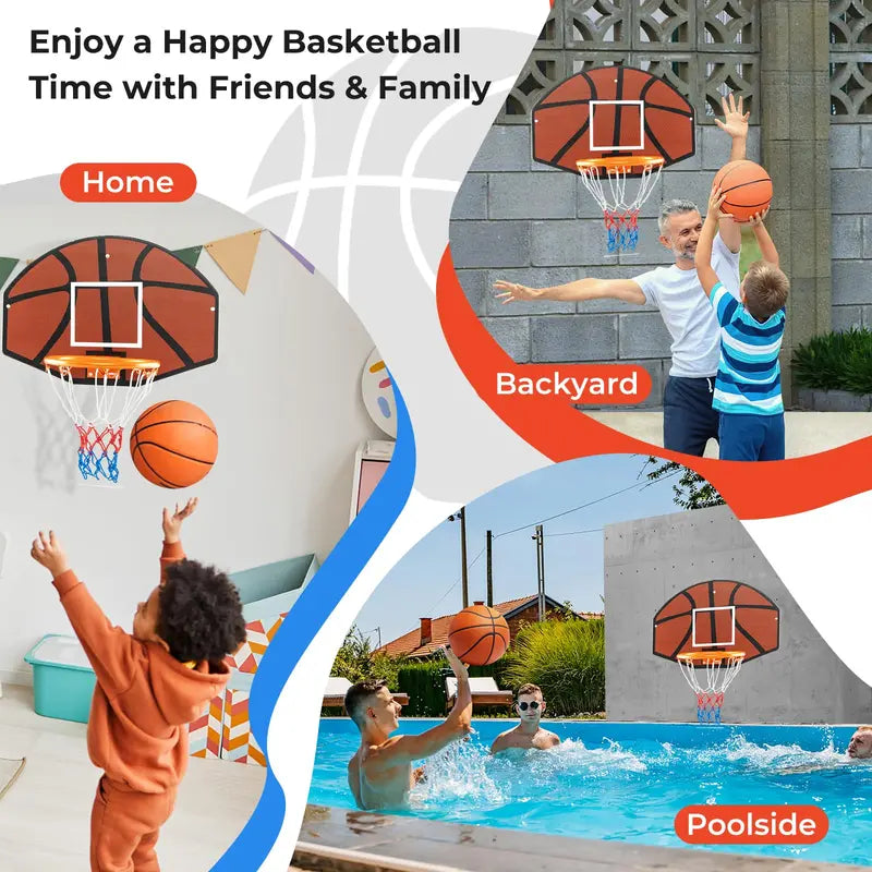 Wall-Mounted Basketball Hoop â€?26â€?x 17.5â€?Shatter-Proof Backboard for Indoor/Outdoor Use