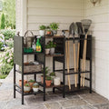 Three-Tier Garden Tool Organizer â€?40-Inch Wide Wall-Mounted Rack with Natural Wood Shelves