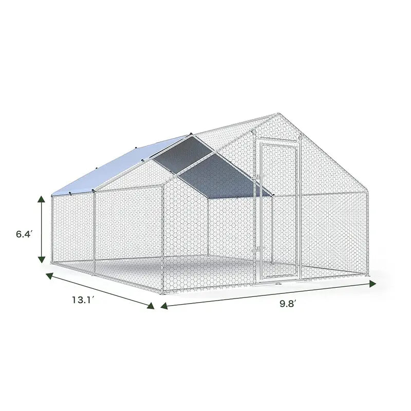 Walk-In Heavy-Duty Metal Chicken Coop for Backyard Poultry Housing