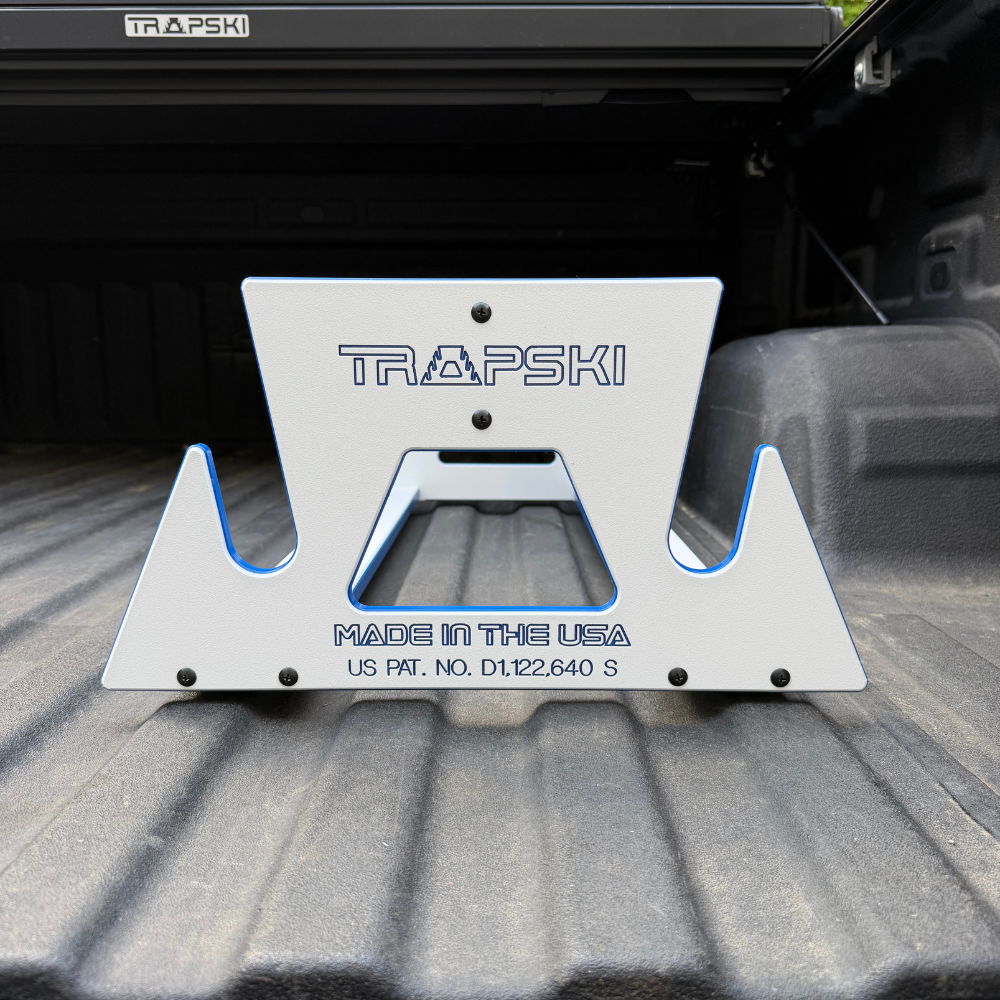 PRE-ORDER Special Edition White/Blue: TRAPSKI All Mountain/Race/XC Ski and Standard Stance Snowboard Rack