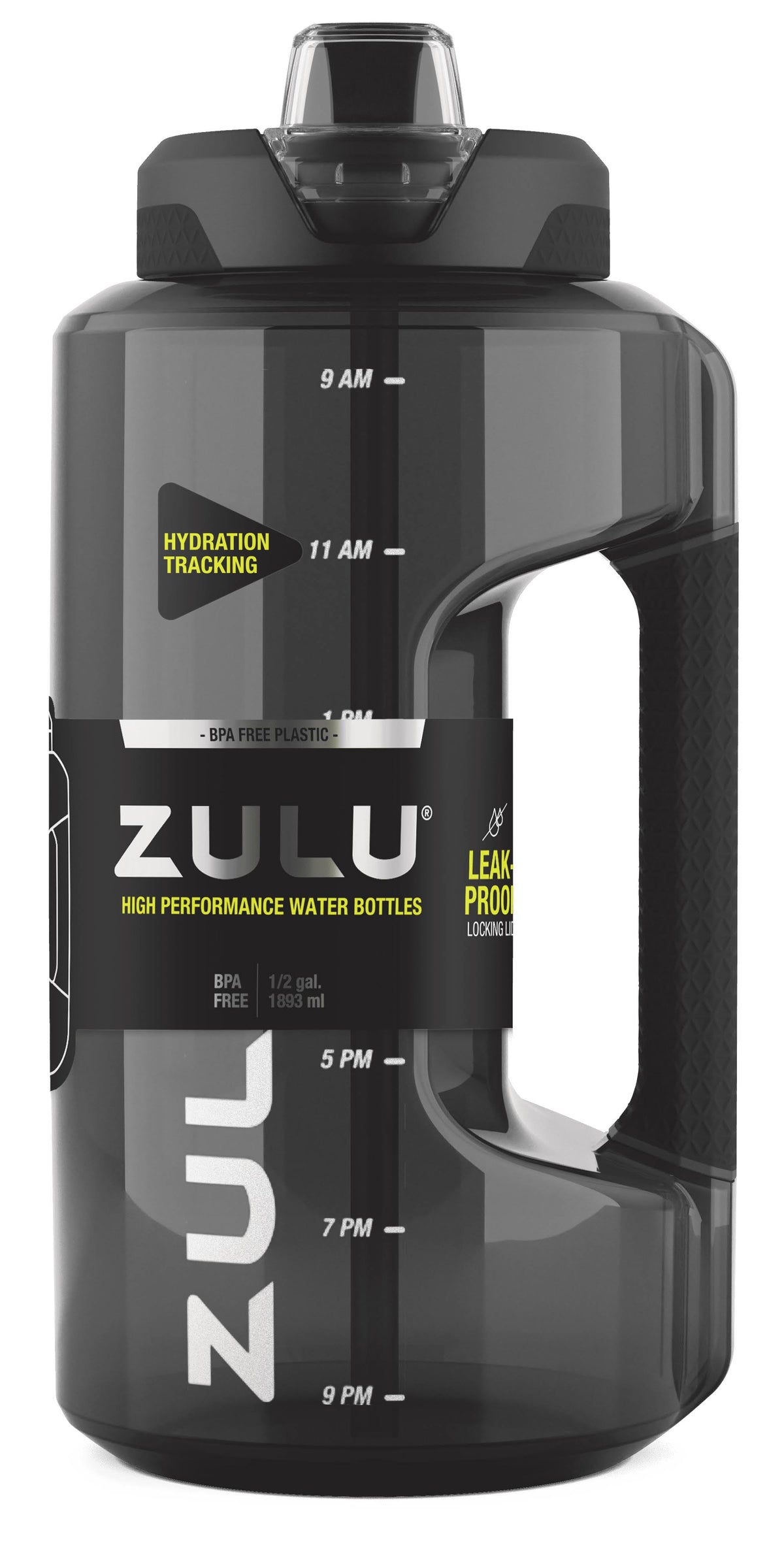 Zulu Black 64oz Half Gallon Plastic Goals Water Bottle Jug