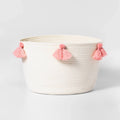 Pillowfort Natural Rose Pink Coiled Rope Basket with Tassels | Target