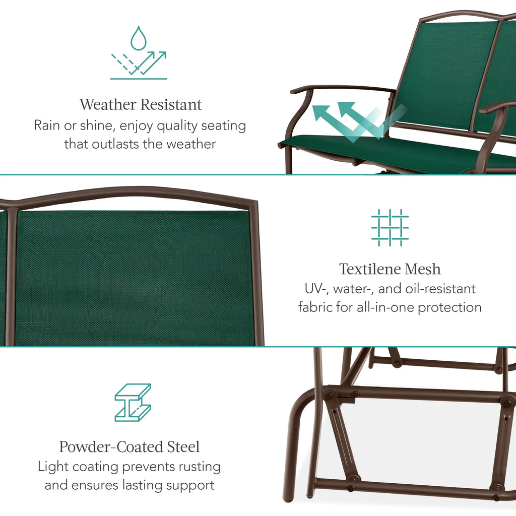 Best Choice Products 2 - Person Outdoor Swing Glider, Steel Patio Loveseat, Bench Rocker W/ Armrests - Gray
