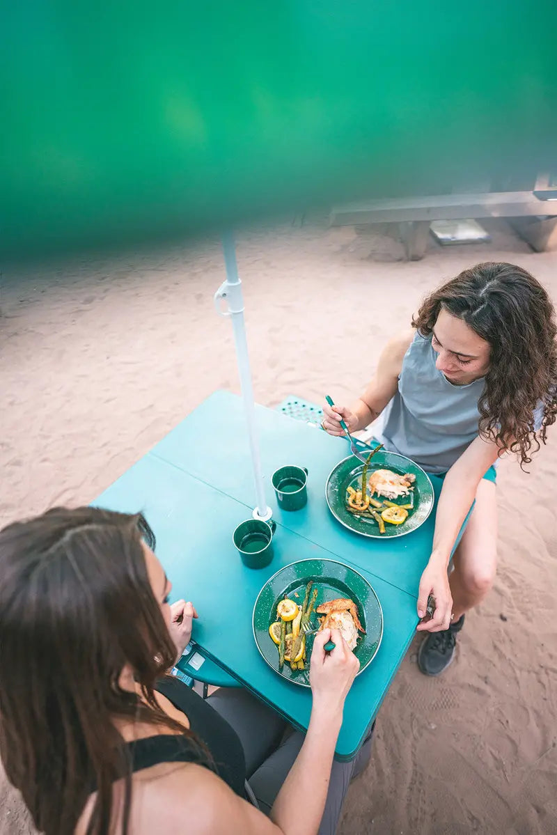 Stansport Folding Picnic Table with Umbrella, Aluminum Frame