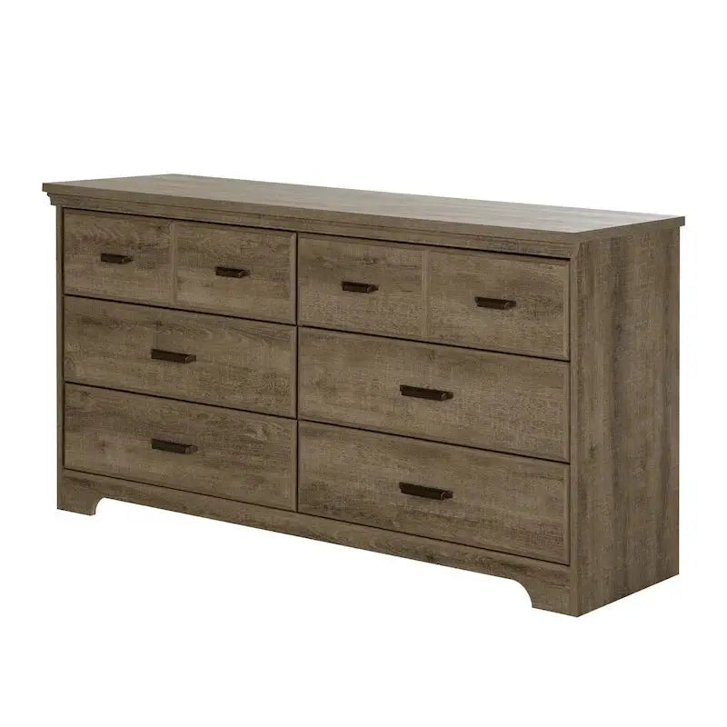 Versa Country Cottage Double Dresser â€?6-Drawer Rustic Bedroom Storage Solution