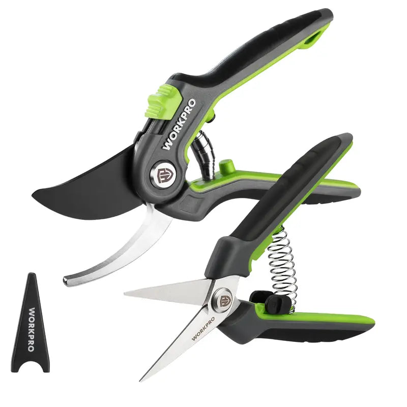 WORKPRO 8-Inch Bypass Pruning Shears & 6.25-Inch Straight Garden Scissors â€?2-Piece Set