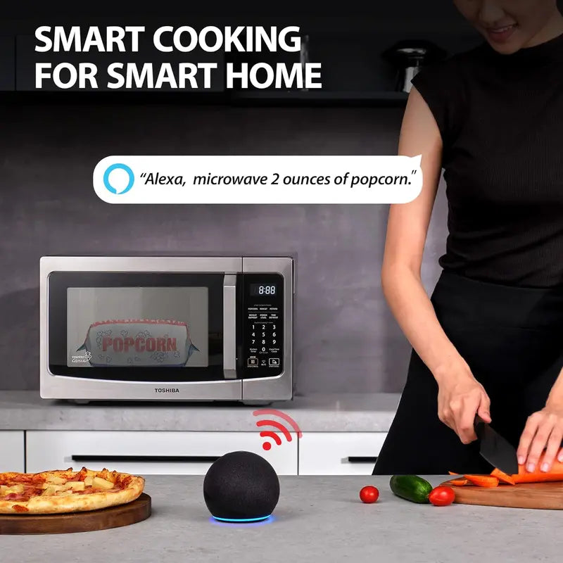 Toshiba ML-EC42P(SS) 4-in-1 Countertop Microwave Oven â€?Convection, Air Fryer, Smart Sensor Cooking, 1.5 Cu Ft, 1000W, Silver