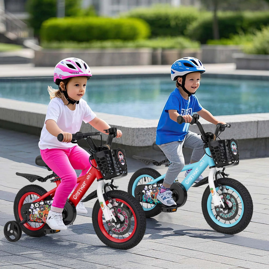 Costway 16" Kid'S Bike for 4 - 7 with Height - Adjustable Handlebar & Saddle Handbrake Blue