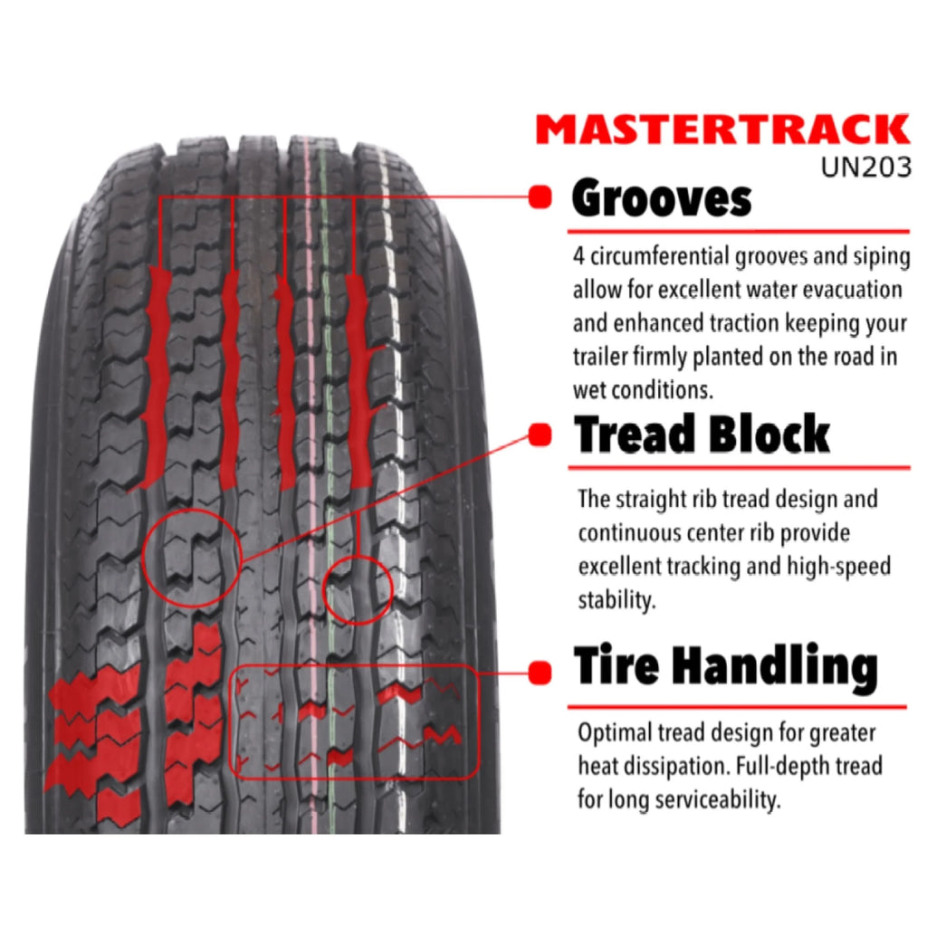 Mastertrack UN203 ST175/80R13 6 Ply 91/87N Load Range C Radial Trailer Tire - ST 175/80/13 175/80R13, Set of 2 (No Wheels)