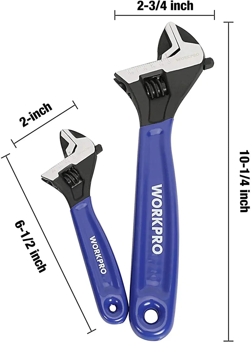 WORKPRO Adjustable Wrench Set â€?2-Piece Professional Tool Kit for Home, Garage & Workshop Use