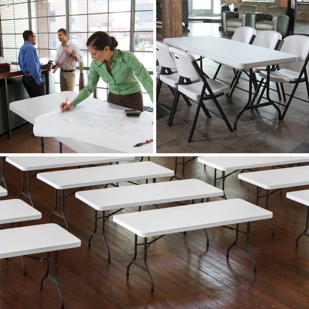 Lifetime 6 Ft. Commercial Plastic Folding Banquet Tables 4 Pack (White Granite)