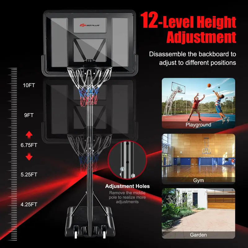 Versatile Outdoor Basketball Hoop â€?Height-Adjustable Goal System (4.5â€?0 ft) for All Ages