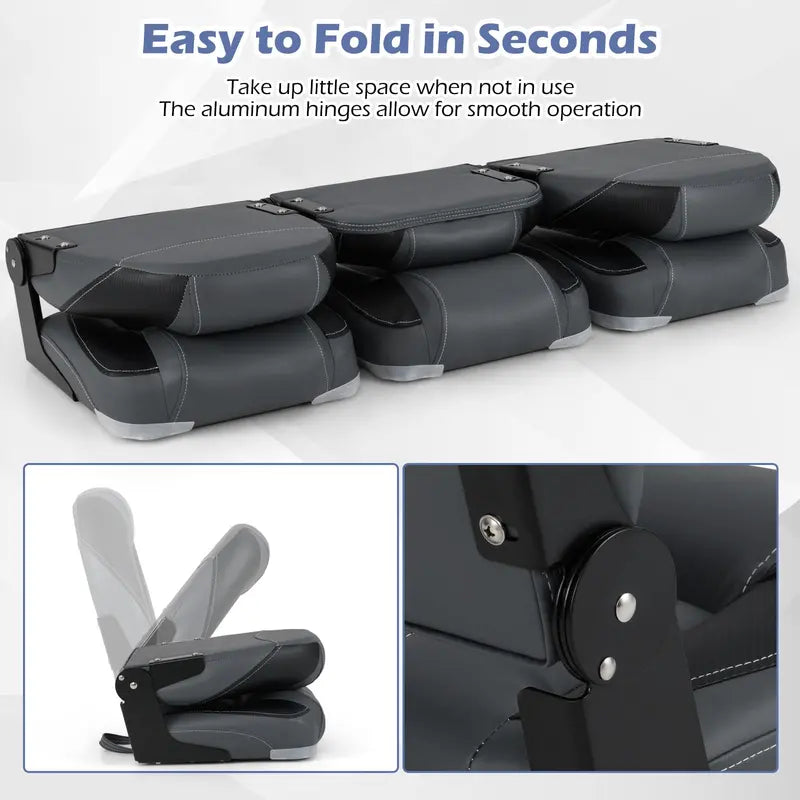 Three-Pack Adjustable Folding Boat Seats â€?Includes Two High-Back and One Low-Back Bass Boat Chair with 28D Foam Cushioning