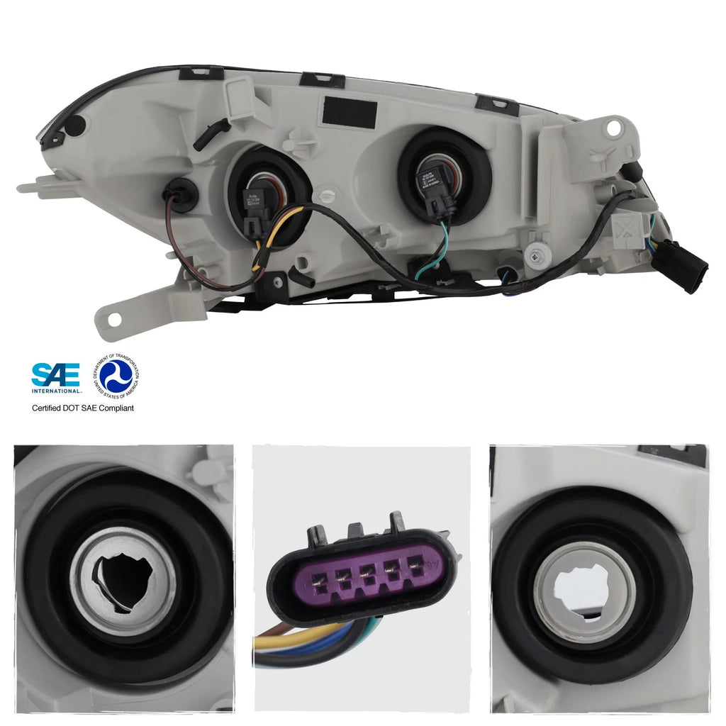 AKKON - Fits 2008 - 2012 Chevy Malibu LED Light Tube Headlights Head Lamps - Black Housing Assembly
