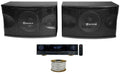 2) Rockville KPS80 8" Karaoke Vocal Speakers+Singmix 5 Bluetooth Amplifier Mixer + Rockville R14GSBR100 Red/Blk 14 Gauge 100' Ft. Mini Spool Car Audio Speaker Wire