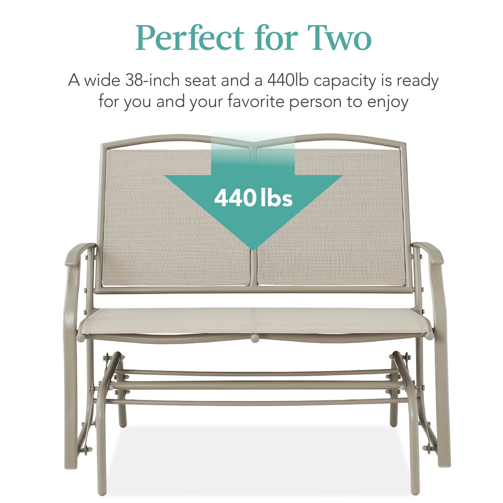 Best Choice Products 2 - Person Outdoor Swing Glider, Steel Patio Loveseat, Bench Rocker W/ Armrests - Gray