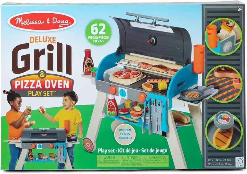 Wooden Luxury Pretend Grill & Pizza Oven Toy â€?Smoker-Inspired Cooking Role-Play Set