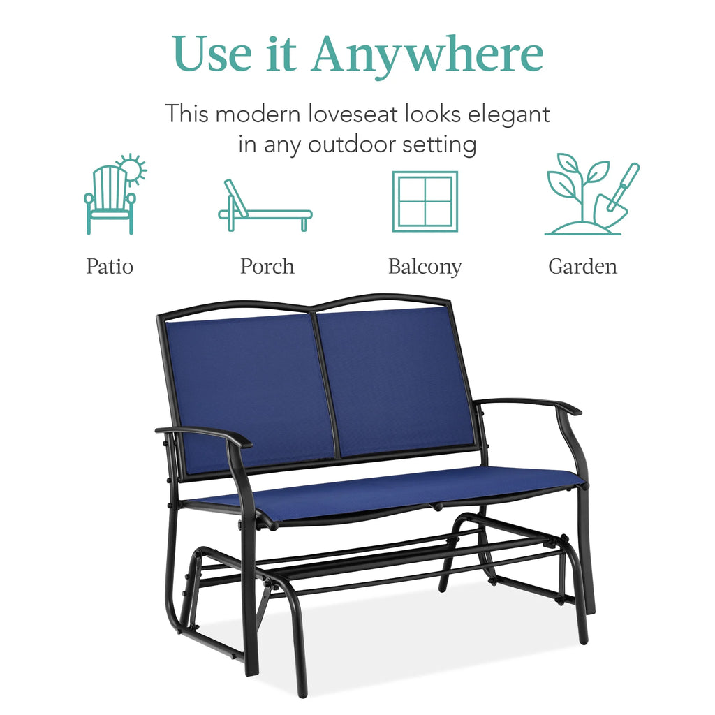 Best Choice Products 2 - Person Outdoor Swing Glider, Steel Patio Loveseat, Bench Rocker W/ Armrests - Gray