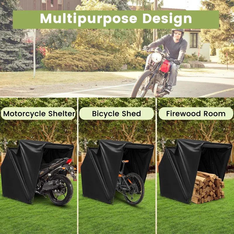 Waterproof Motorcycle Storage Shed with Reinforced 600D Oxford Fabric & Ventilation
