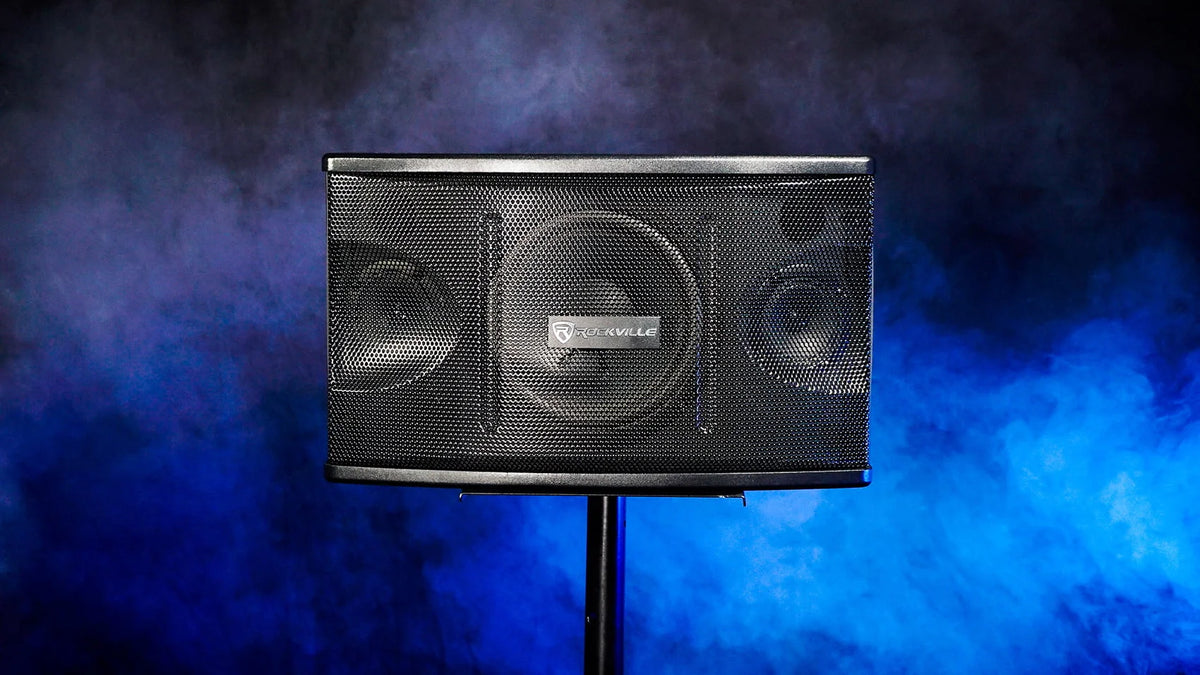 2) Rockville KPS80 8" Karaoke Vocal Speakers+Singmix 5 Bluetooth Amplifier Mixer + Rockville R14GSBR100 Red/Blk 14 Gauge 100' Ft. Mini Spool Car Audio Speaker Wire
