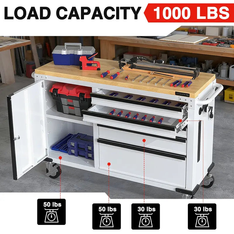 WORKPRO 52-Inch Heavy-Duty Rolling Tool Chest â€?5-Drawer Cabinet with 1000-Lb Load Capacity
