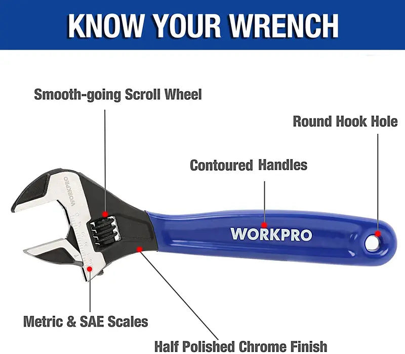 WORKPRO Adjustable Wrench Set â€?2-Piece Professional Tool Kit for Home, Garage & Workshop Use