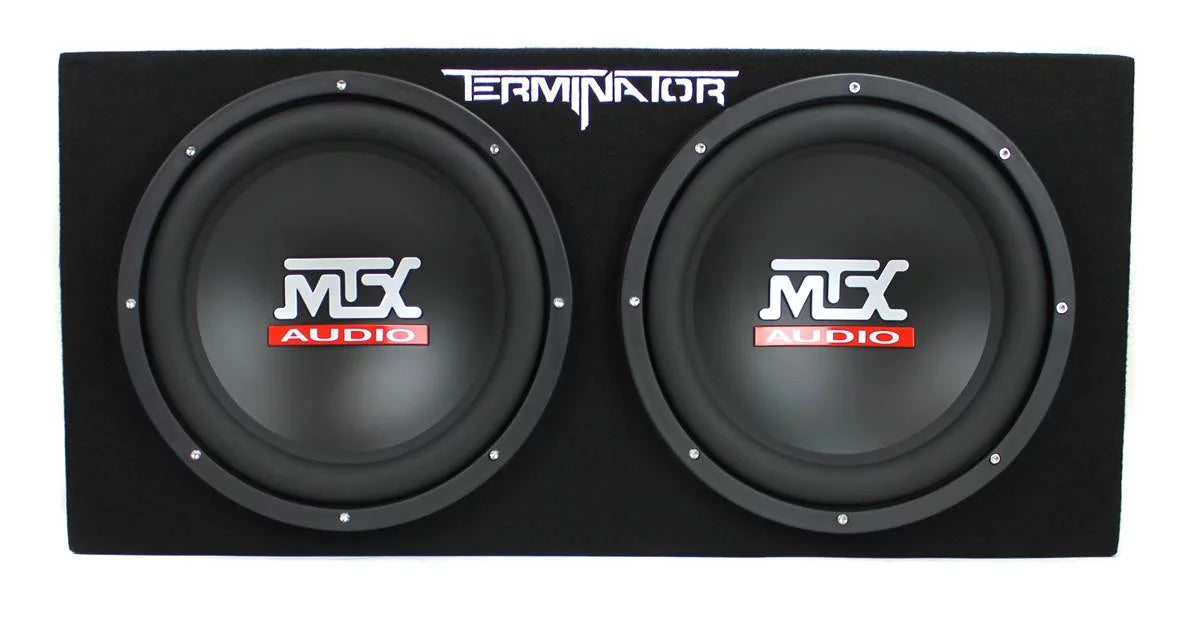 MTX 12 Dual Loaded Car Subwoofer w/Sub Box. Amplifier. & QPower Wiring Kit