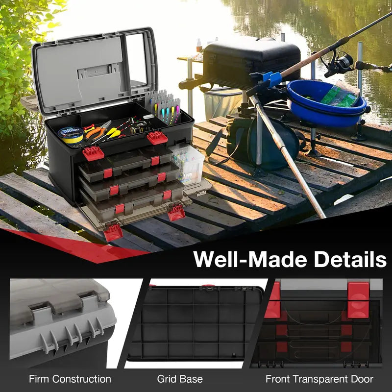 Spacious Tackle Storage Box â€?Large Portable Fishing Organizer with Compartmentalized Layout