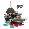 The Pioneer Woman 12-Piece Cast Aluminum Cookware Set, Nonstick, Charcoal Speckle