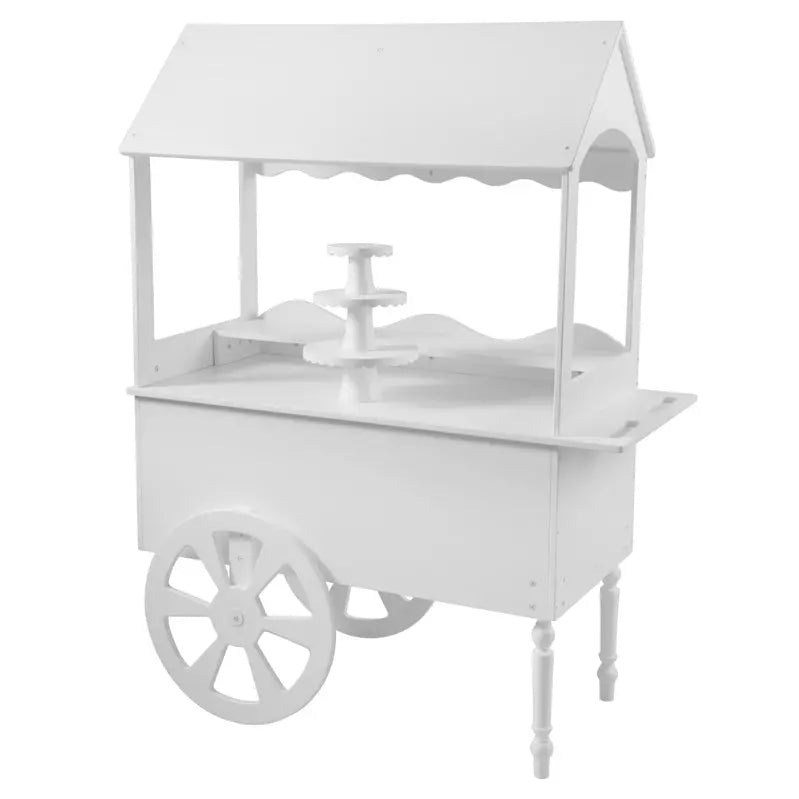 Wooden Rolling Candy Cart for Birthday & Wedding Parties â€?Decorative Dessert Display Stand with Wheels