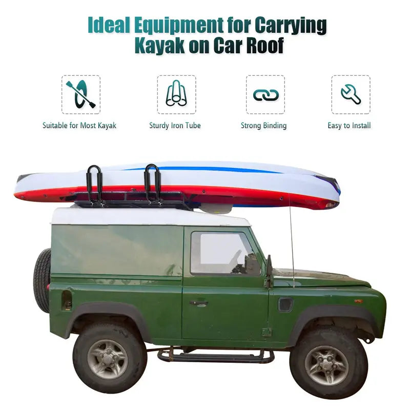 Universal J-Style Kayak and Canoe Roof Rack for Cars, SUVs, and Trucks