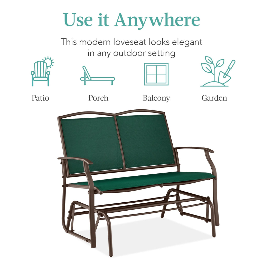Best Choice Products 2 - Person Outdoor Swing Glider, Steel Patio Loveseat, Bench Rocker W/ Armrests - Gray