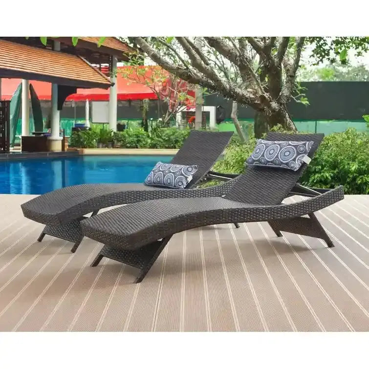 Weatherproof Wicker Chaise Lounge Set â€?Two-Piece Outdoor Lounging Collection