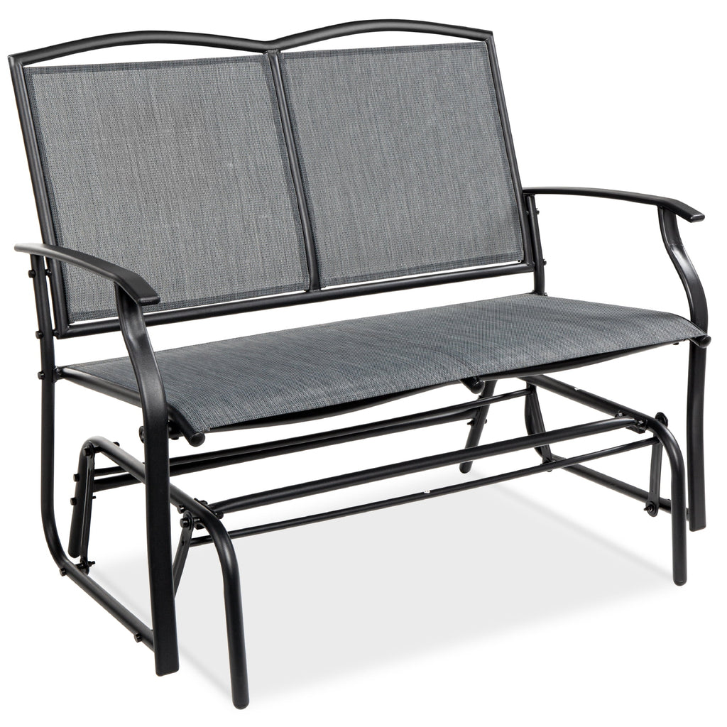 Best Choice Products 2 - Person Outdoor Swing Glider, Steel Patio Loveseat, Bench Rocker W/ Armrests - Gray