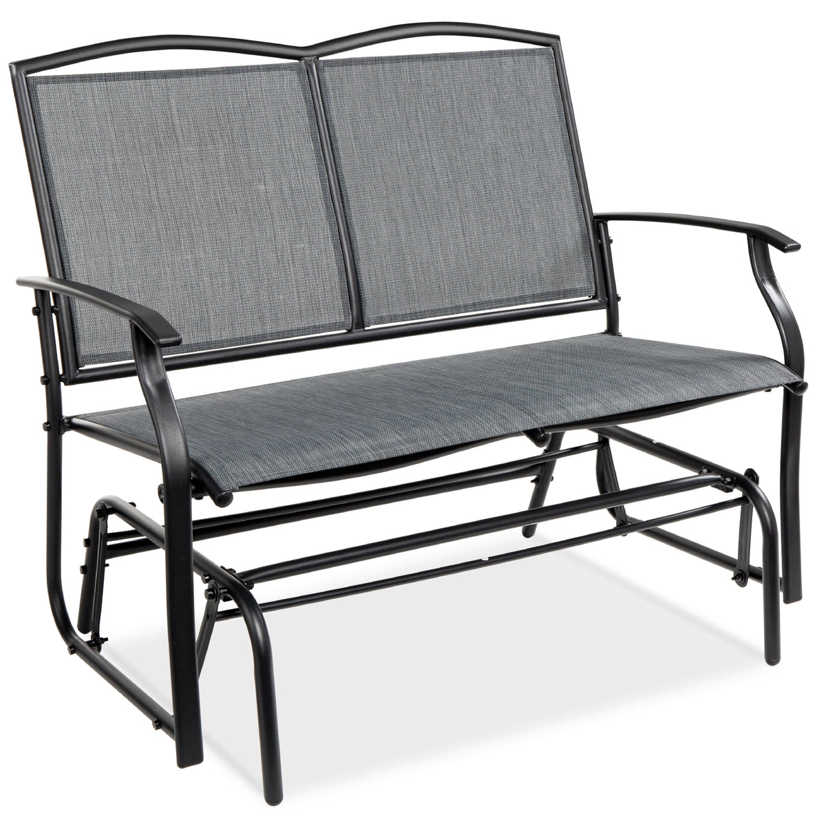 Best Choice Products 2 - Person Outdoor Swing Glider, Steel Patio Loveseat, Bench Rocker W/ Armrests - Gray