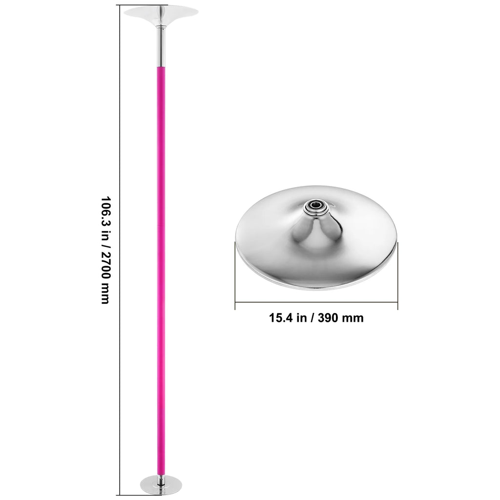 KFFKFF Expert Dance Pole, Rotating and Stationary Dance Pole Set, Detachable Portable Pole, 45mm Robust Stainless Steel Pole, Fitness Pole with Adjustable Height, Suitable for Workout Home, Silver