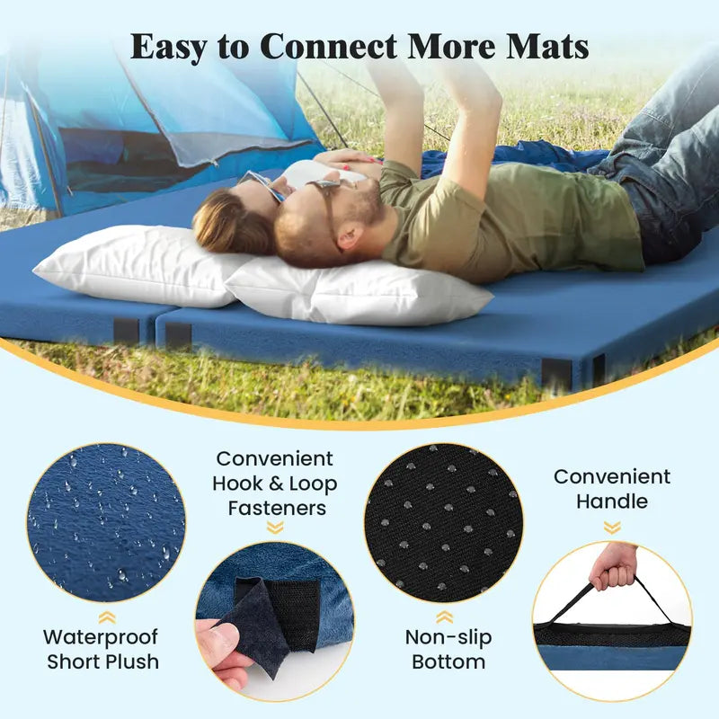 Twin-Size Memory Foam Sleeping Pad â€?Portable Camping Mattress with Non-Slip Bottom (74â€?x 38â€?