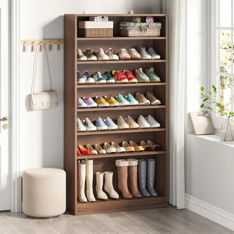 Tribesigns Heavy-Duty Freestanding Shoe Cabinet â€?9-Tier Wood Storage for Up to 45 Pairs