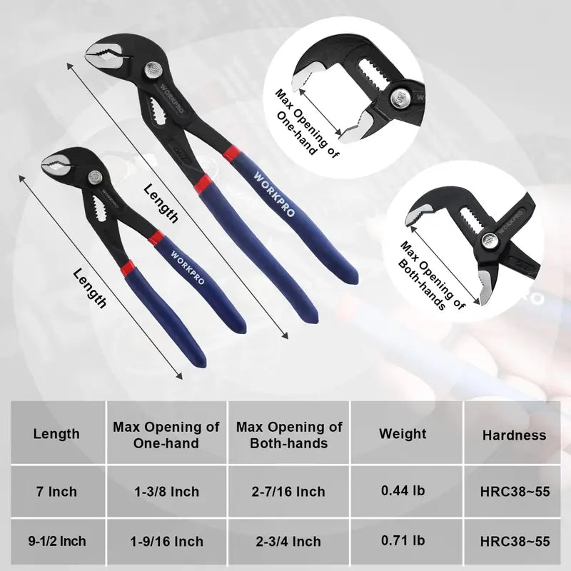 WORKPRO Groove Joint Pliers â€?Ergonomic Comfort-Grip Design for Precision Tasks