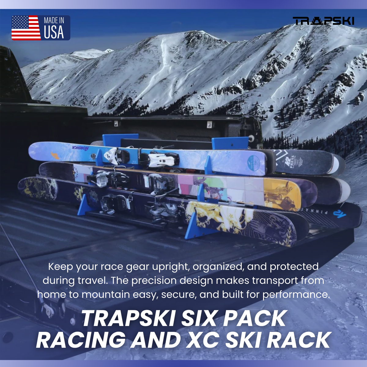 TRAPSKI SIX PACK All Mountain/Race/XC Ski and Standard Stance Snowboard Rack