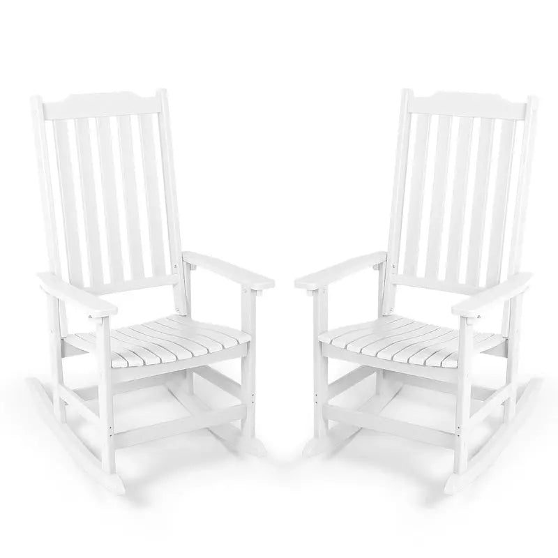 Vrakae All-Weather Patio Rocking Chairs â€?2-Piece High-Back Set Designed for Durability and Outdoor Relaxation