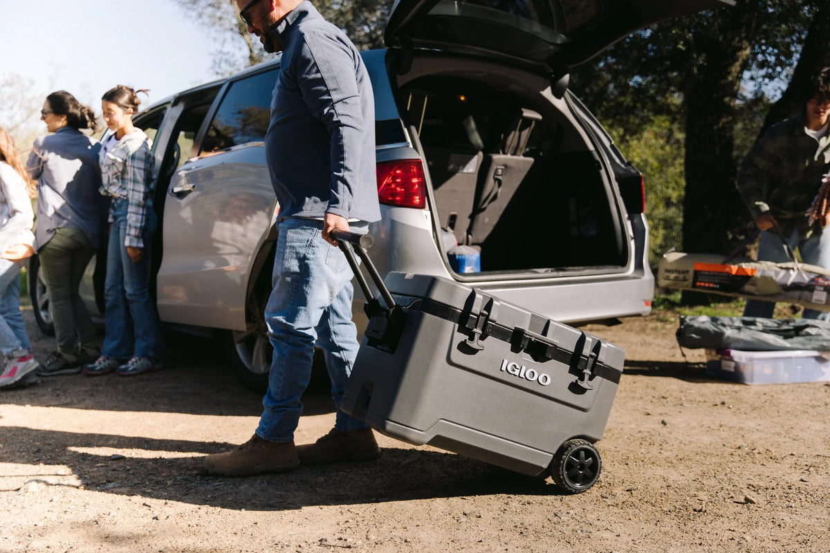 Igloo 72 QT Overland Ice Chest Cooler with Wheels, Gray