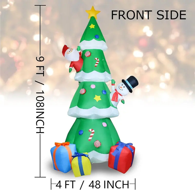 ZXSWONLY 9Ft Christmas Inflatable Tree with LED Lights, Multicolor Gift Boxes & Star for Indoor/Outdoor Holiday Decor