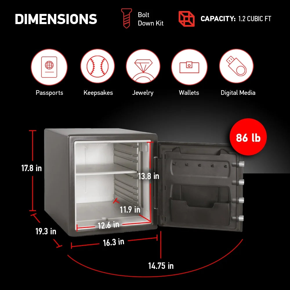 Sentrysafe SFW123DSB Fire - Resistant Safe and Water - Resistant Safe with Dial Combination, 1.23 Cu. Ft
