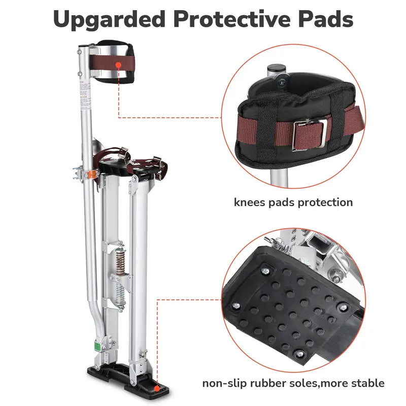 Yescom Drywall Stilts 24â€?40â€?Adjustable Aluminum Tool Stilt with Knee Pad Protection for Painting Painter Taping Silver